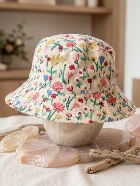 Cottagecore‎ Wildflower Floral Print Toddler Kids Bucket Sun Hat Summer